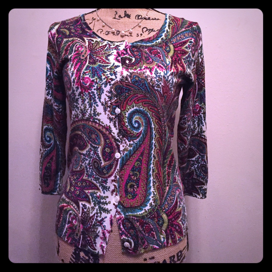 Joseph A Womens Button Front Cardigan Seater Paisley-S